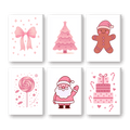 6 Mini Paintings - Cute Pink Christmas Set