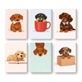 6 Mini Paintings - Cute Sausage Dogs Set