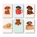 6 Mini Paintings - Cute Sausage Dogs Set