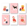 6 Mini Paintings - Cute Winter Dogs Set