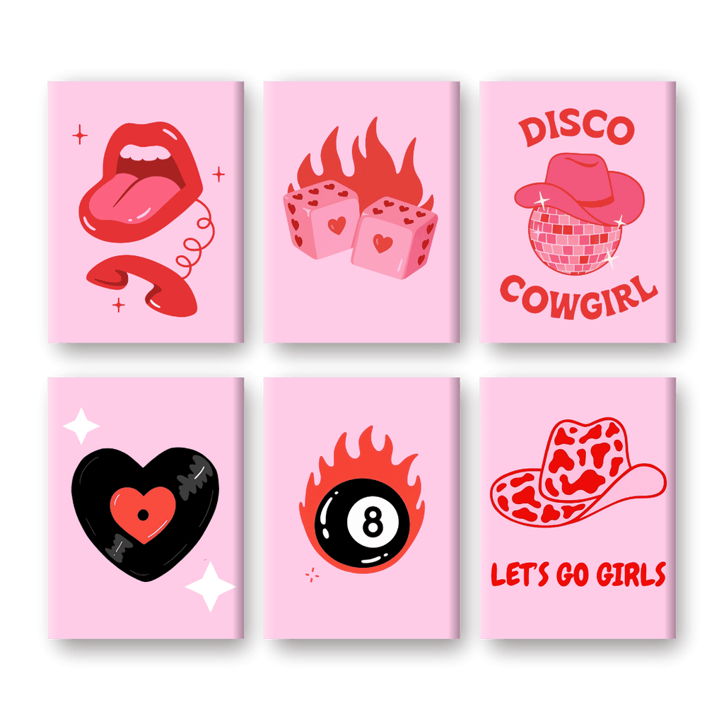 6 Mini Paintings - Disco Cowgirl Set