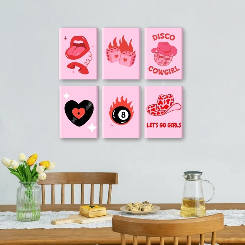 6 Mini Paintings - Disco Cowgirl Set