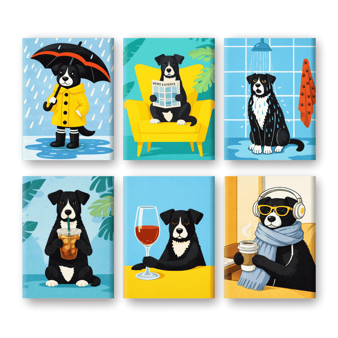 6 Mini Paintings - Dog Moments Set