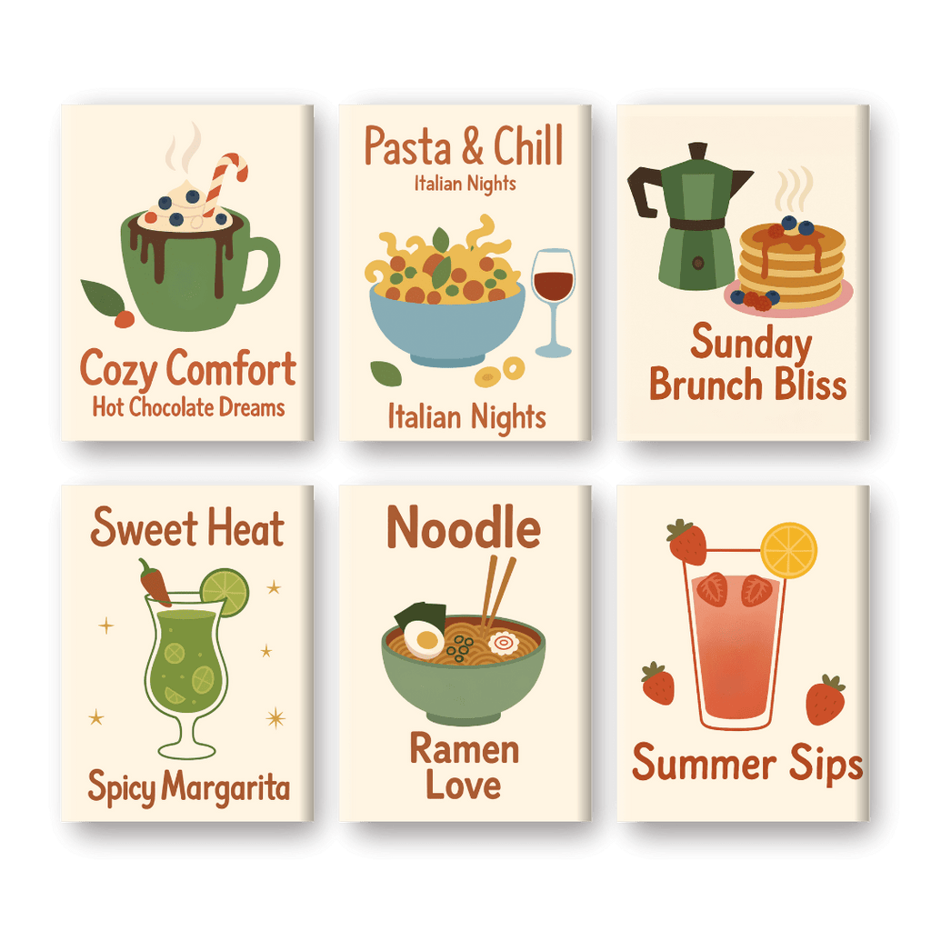 6 Mini Paintings - Drinks & Food Set