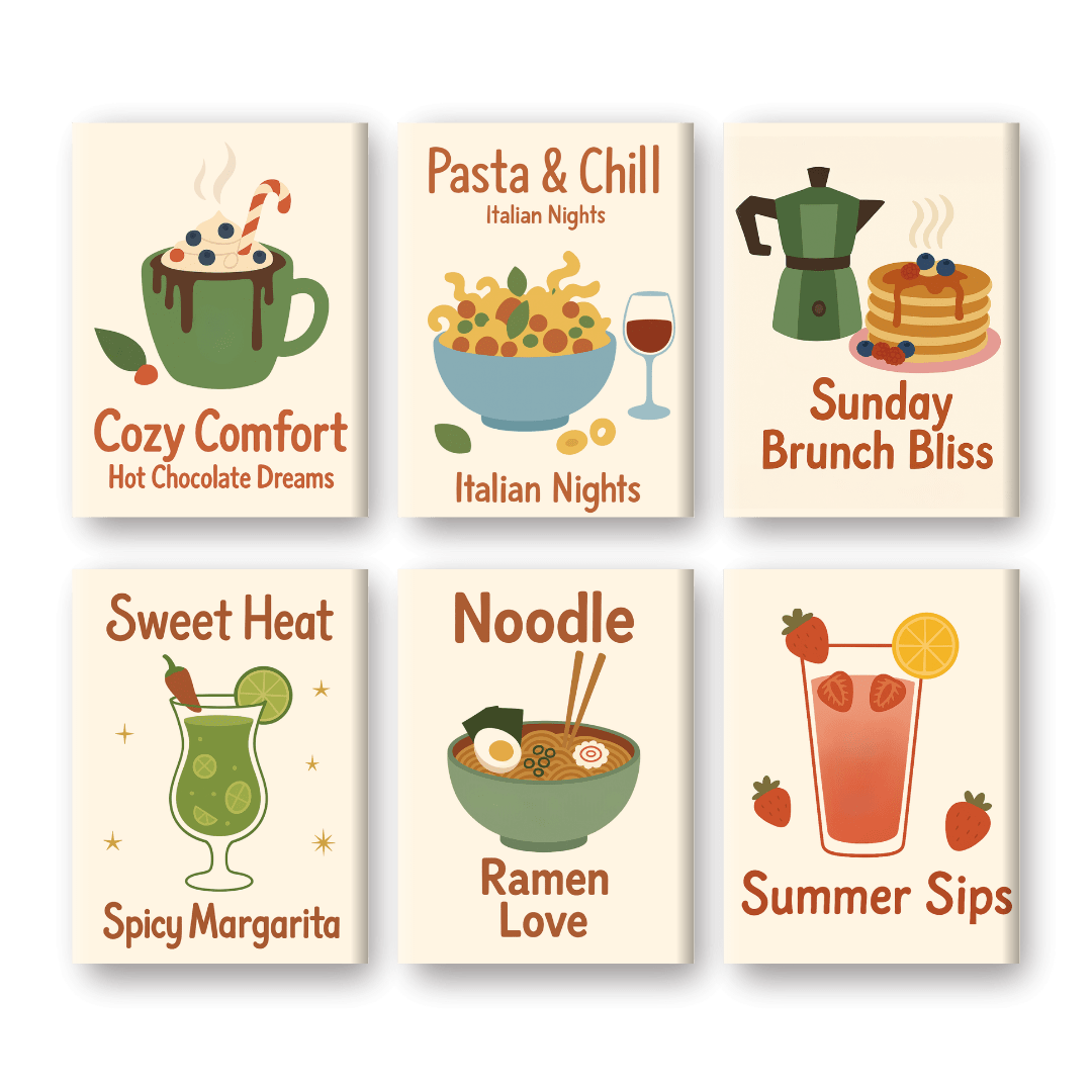 6 Mini Paintings - Drinks & Food Set