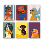 6 Mini Paintings - Fancy Dogs Set