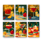6 Mini Paintings - Festive Cocktails Set
