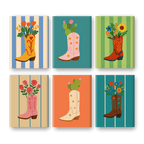 6 Mini Paintings - Flowers in Boots Set