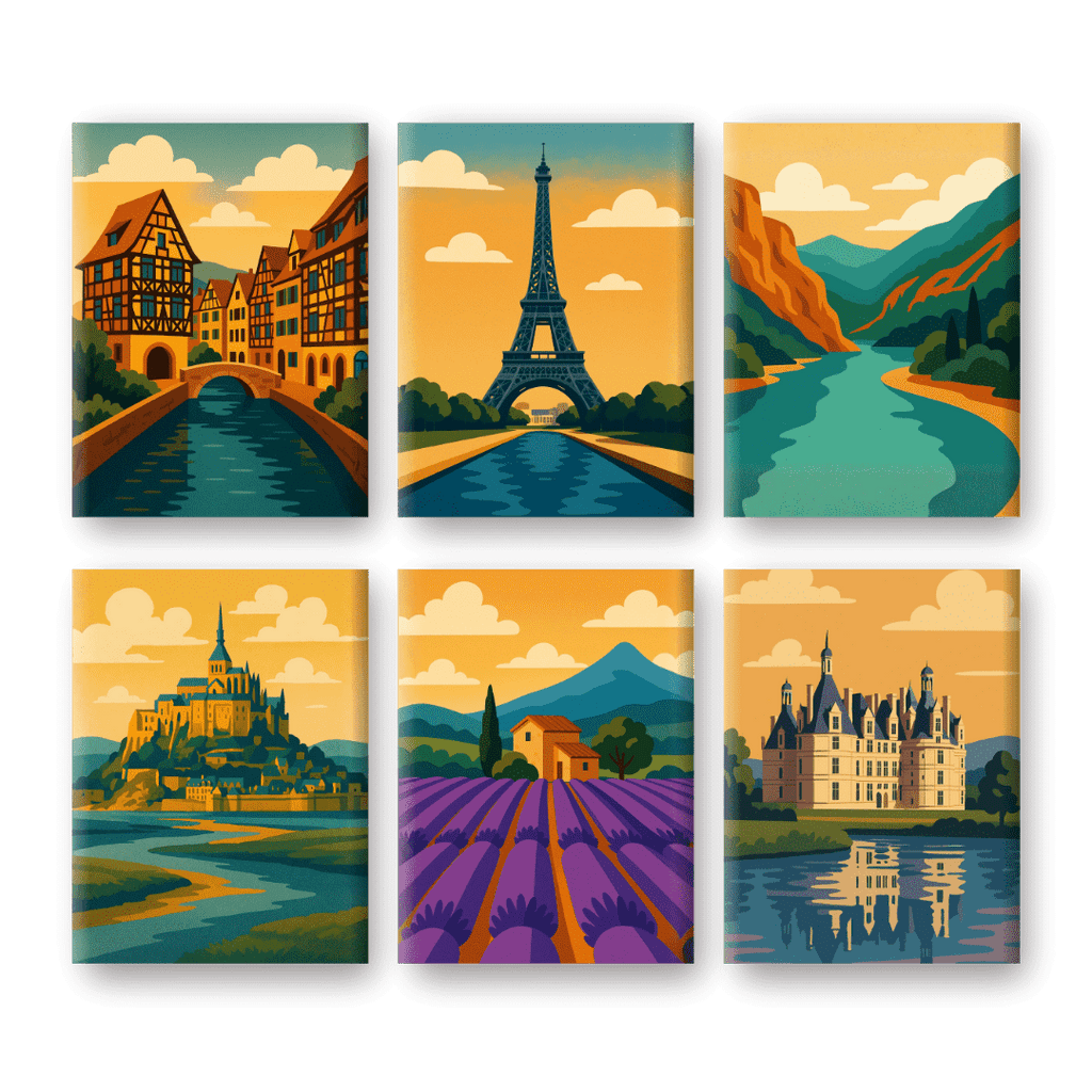 6 Mini Paintings - French Landscapes Set