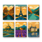 6 Mini Paintings - French Landscapes Set