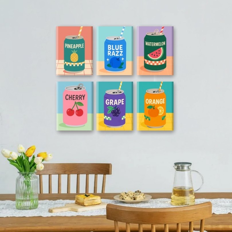 6 Mini Paintings - Fruity Soda Set