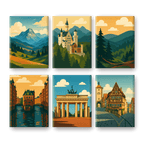 6 Mini Paintings - German Landscapes Set