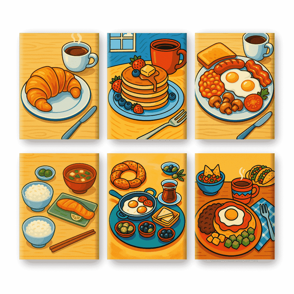 6 Mini Paintings - Global Breakfast Set