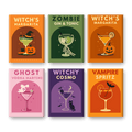6 Mini Paintings - Halloween Cocktails Set