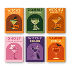 6 Mini Paintings - Halloween Cocktails Set