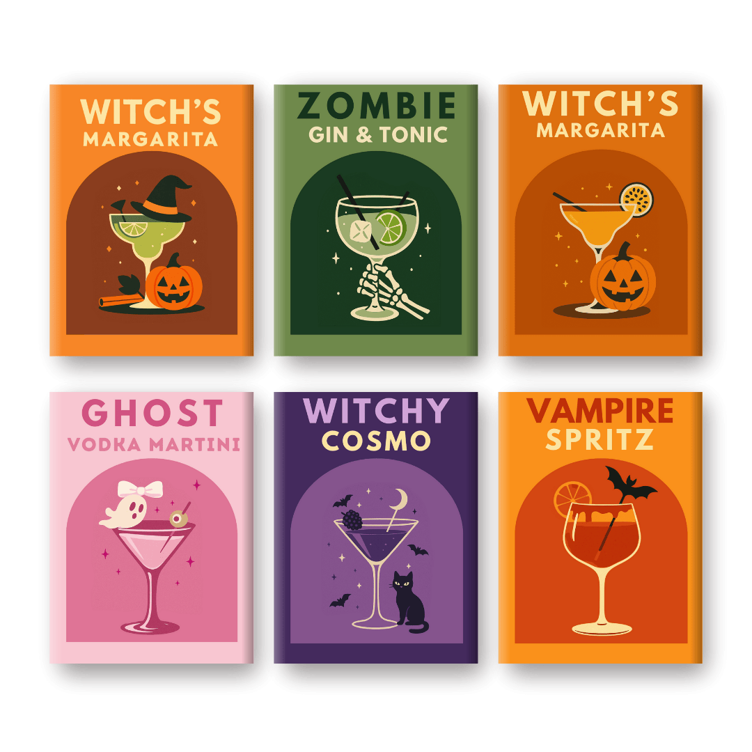 6 Mini Paintings - Halloween Cocktails Set