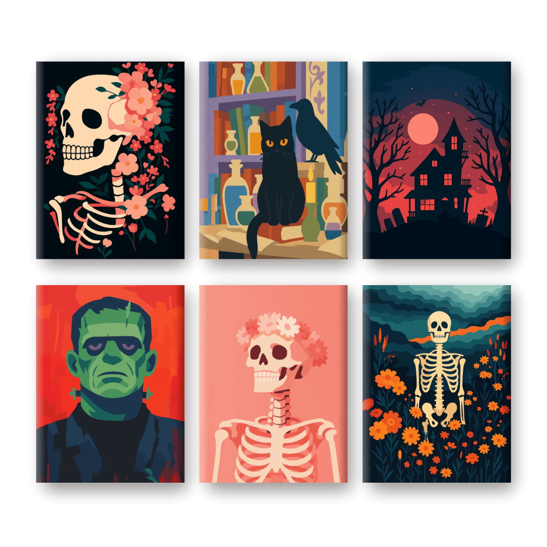 6 Mini Paintings - Halloween Night Set