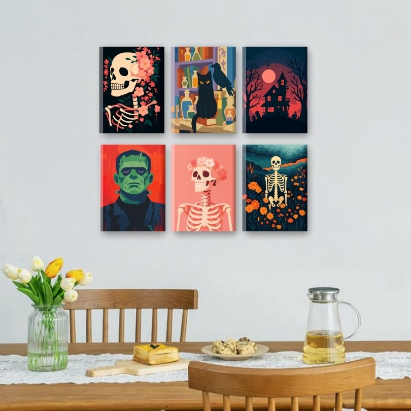 6 Mini Paintings - Halloween Night Set