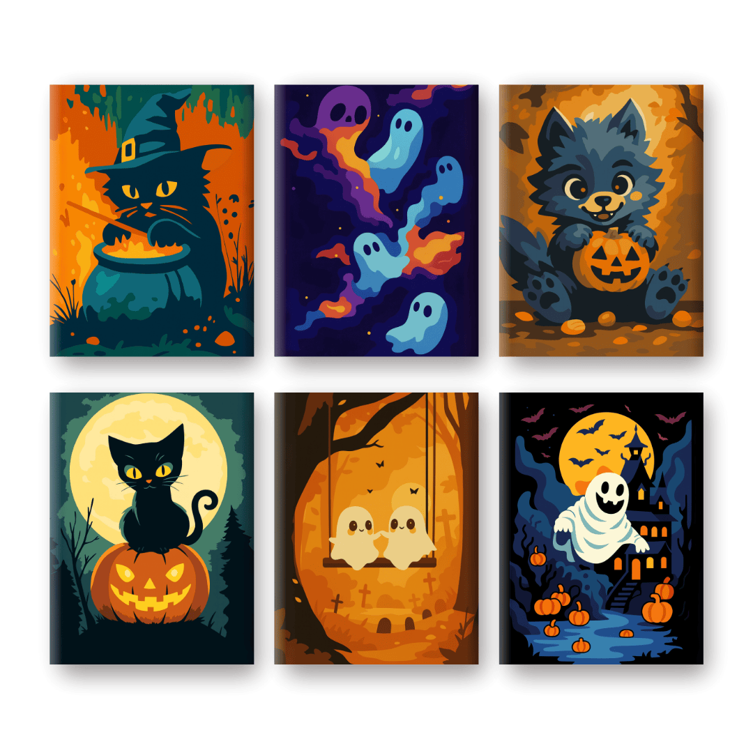 6 Mini Paintings - Halloween Vibes