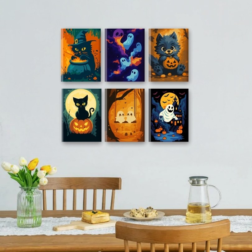 6 Mini Paintings - Halloween Vibes