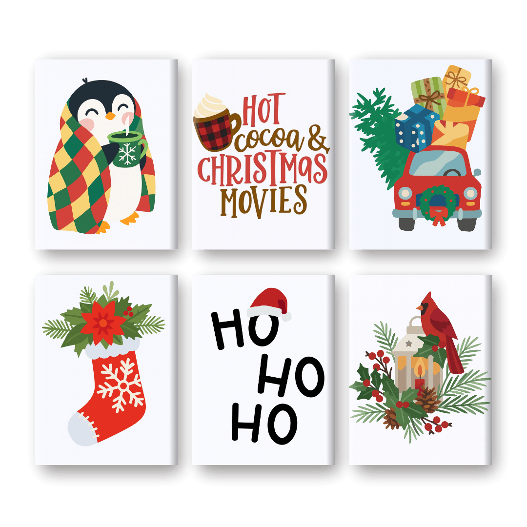 6 Mini Paintings - Ho Ho Ho Christmas Set