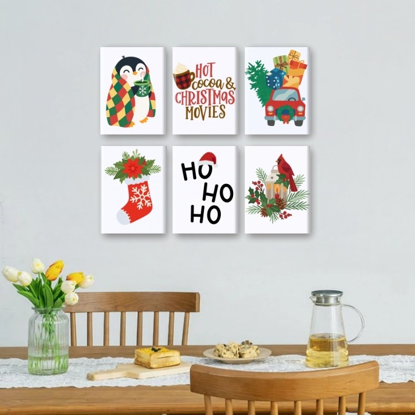 6 Mini Paintings - Ho Ho Ho Christmas Set