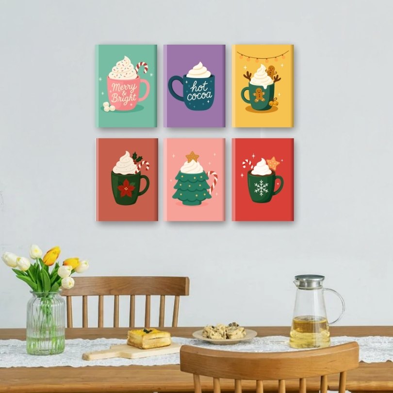 6 Mini Paintings - Hot Chocolate Christmas Set