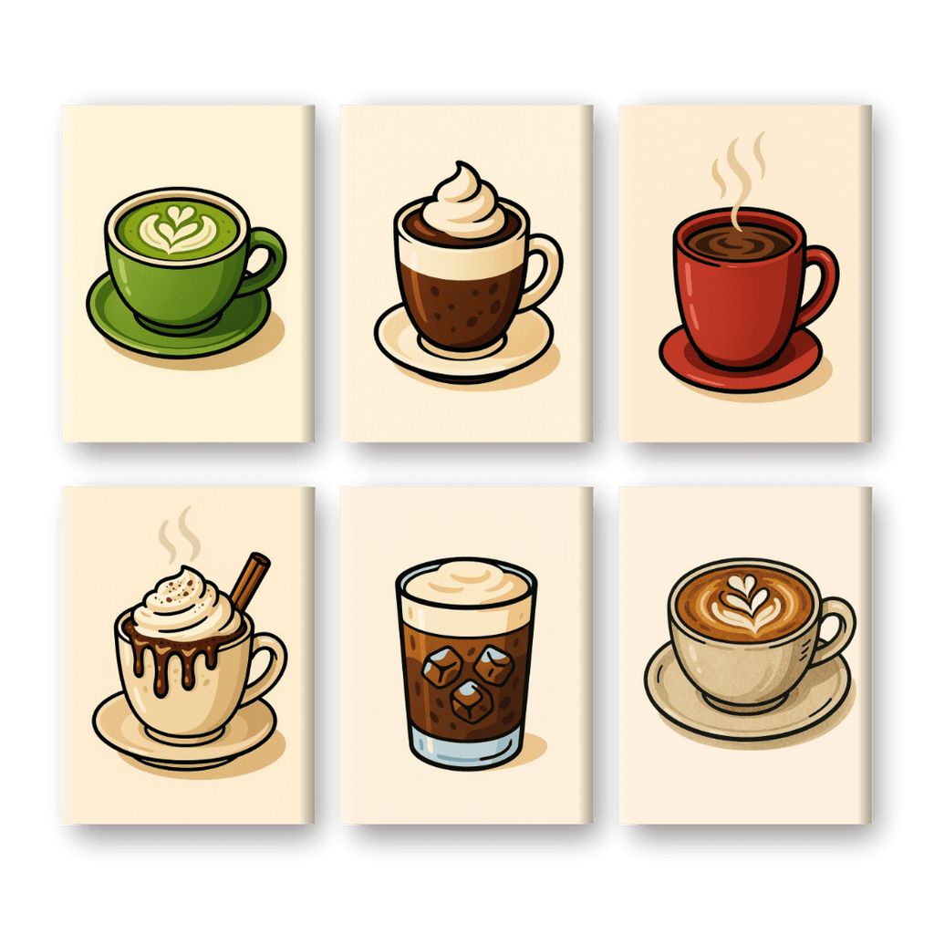 6 Mini Paintings - Hot Chocolate & Coffee Set