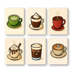6 Mini Paintings - Hot Chocolate & Coffee Set