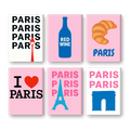 6 Mini Paintings | I love Paris Set