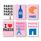 6 Mini Paintings | I love Paris Set
