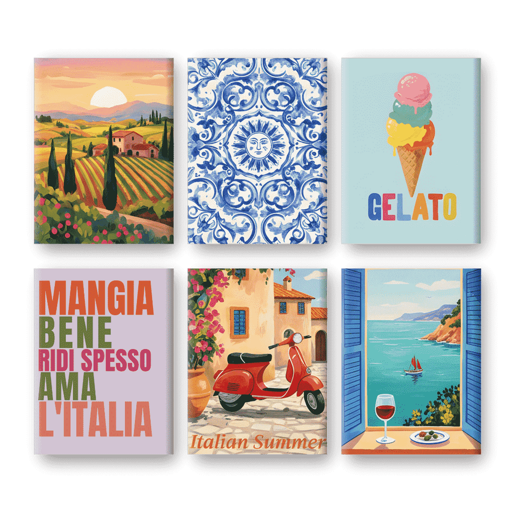 6 Mini Paintings - Italian Lifestyle Set