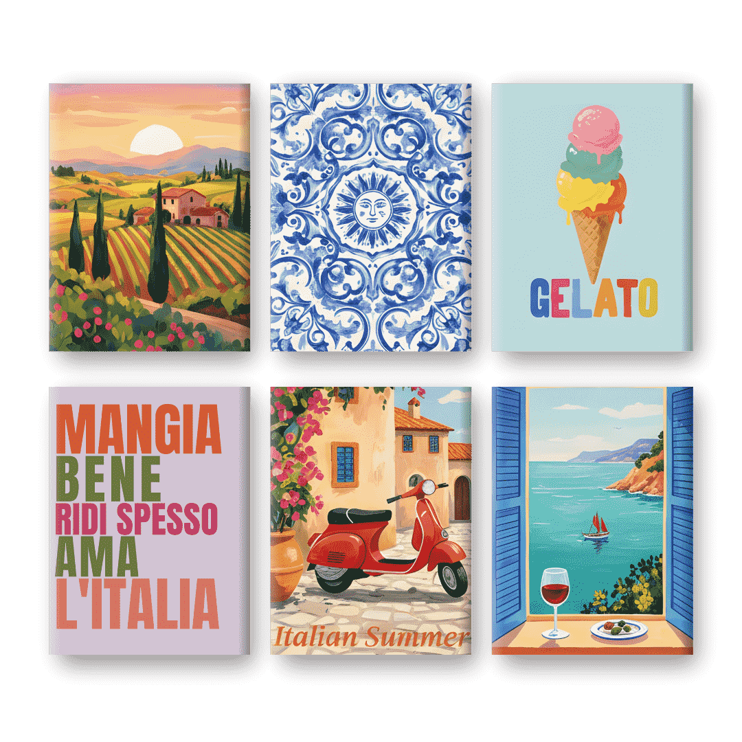 6 Mini Paintings - Italian Lifestyle Set
