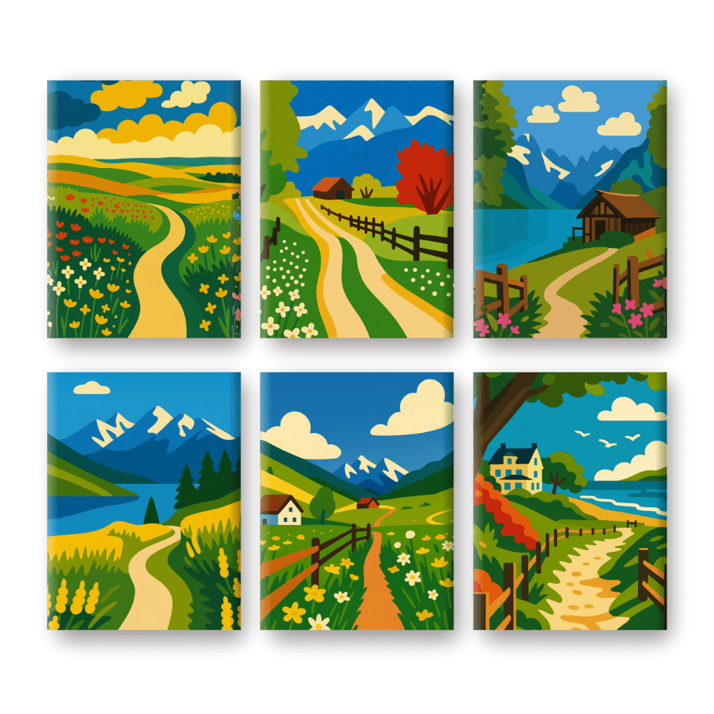 6 Mini Paintings - Landscapes Set