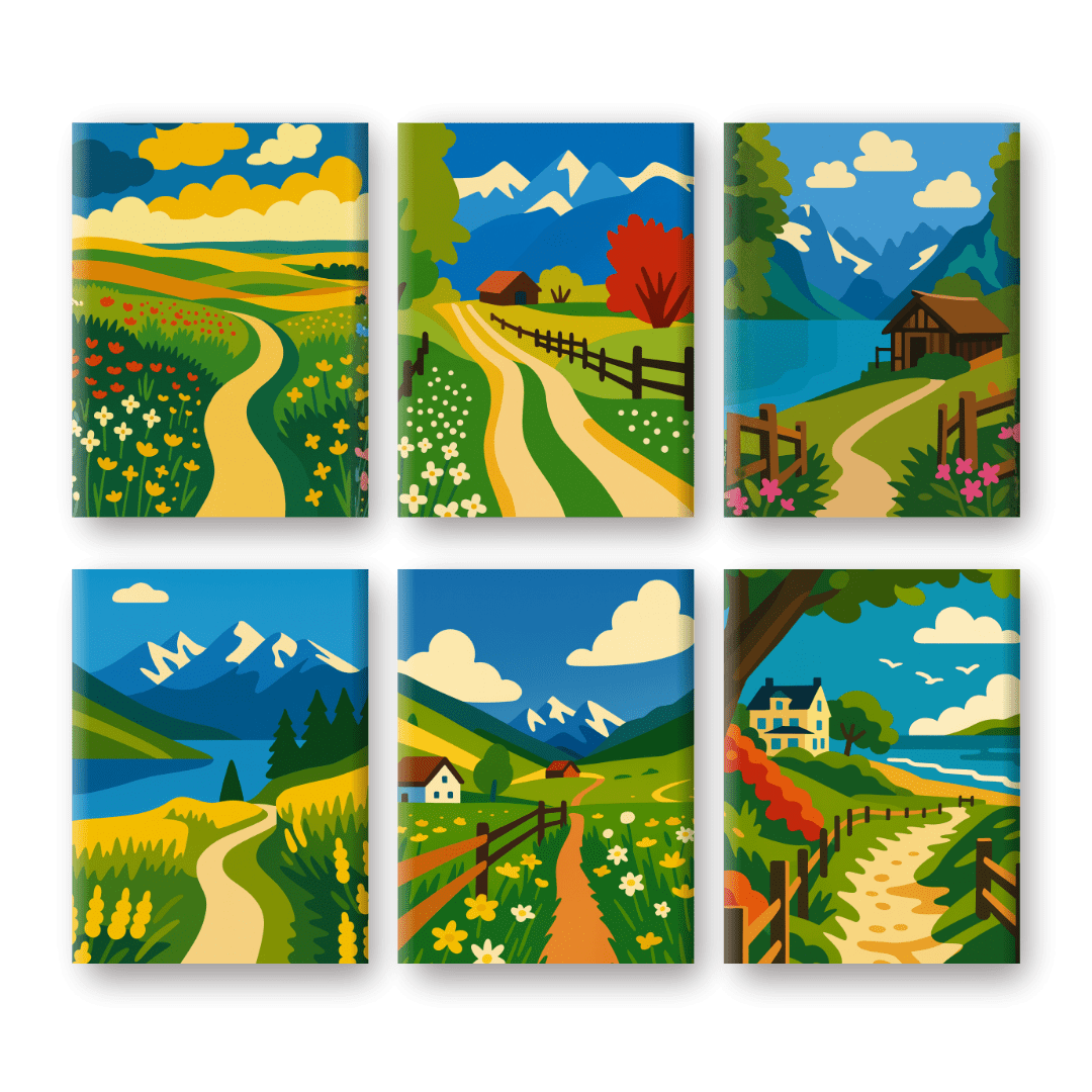6 Mini Paintings - Landscapes Set