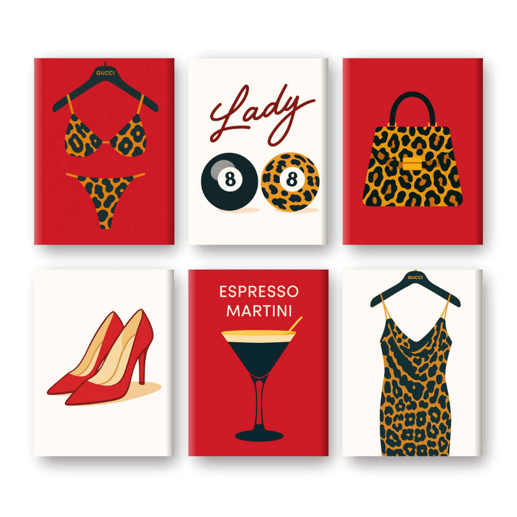 6 Mini Paintings - Leopard Print Set