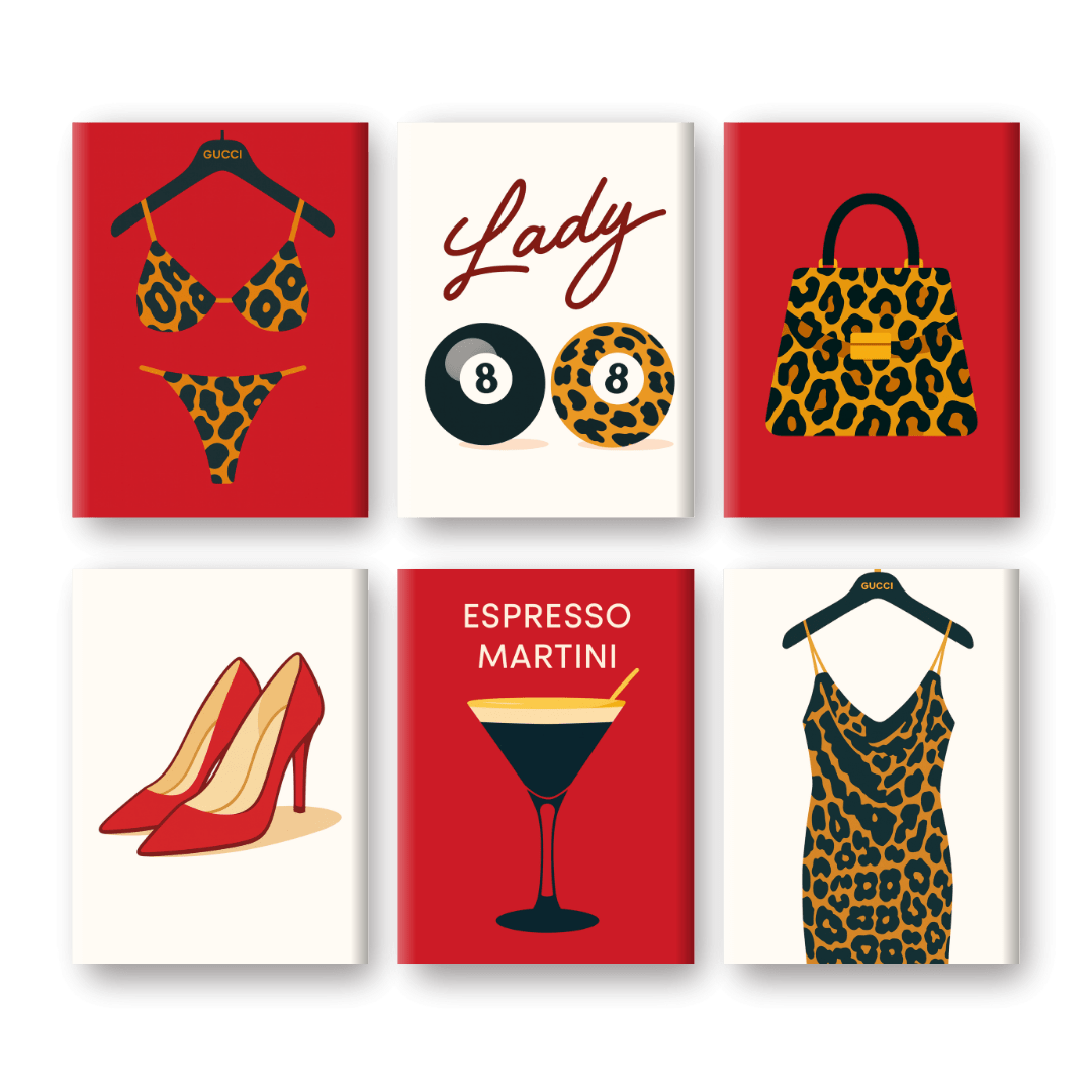 6 Mini Paintings - Leopard Print Set