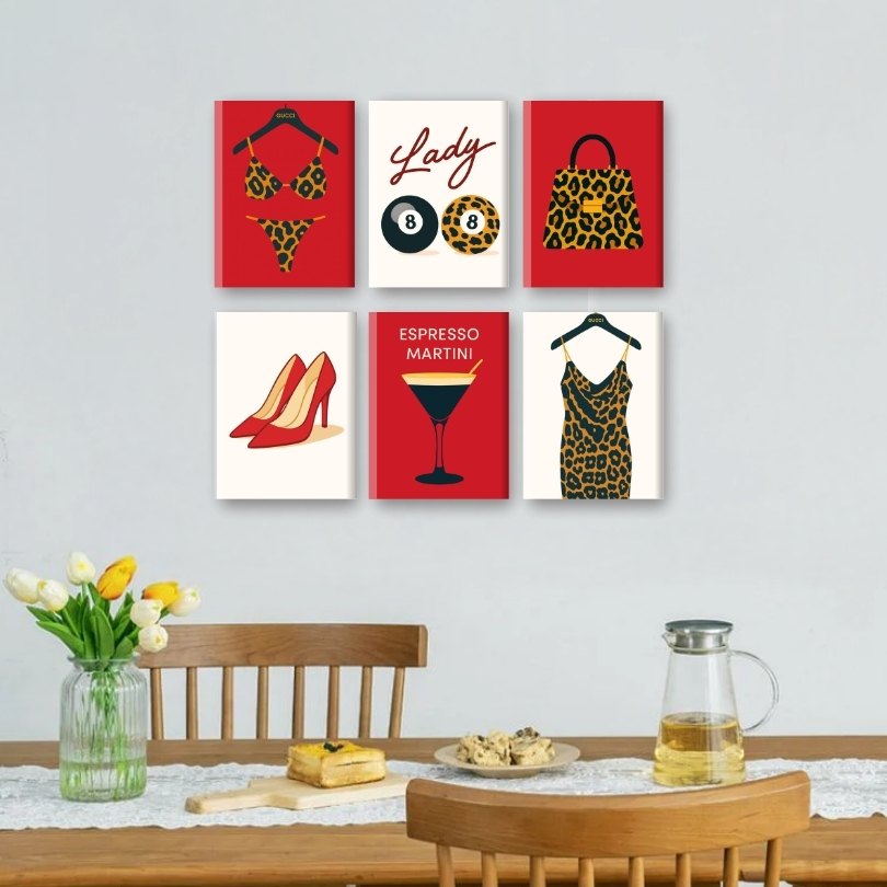 6 Mini Paintings - Leopard Print Set