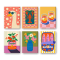 6 Mini Paintings - Lobster & Sardines Set