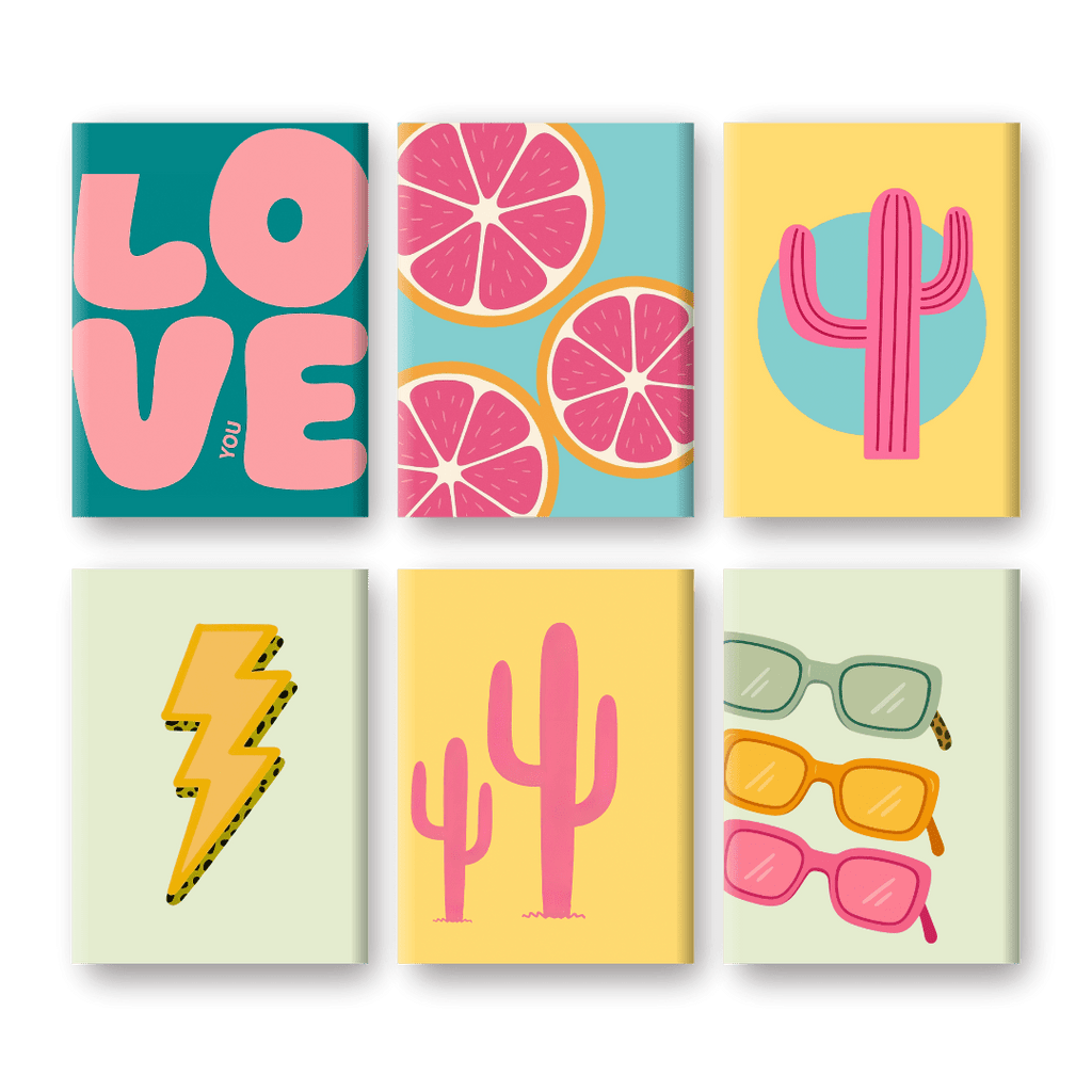 6 Mini Paintings - Love Retro Set