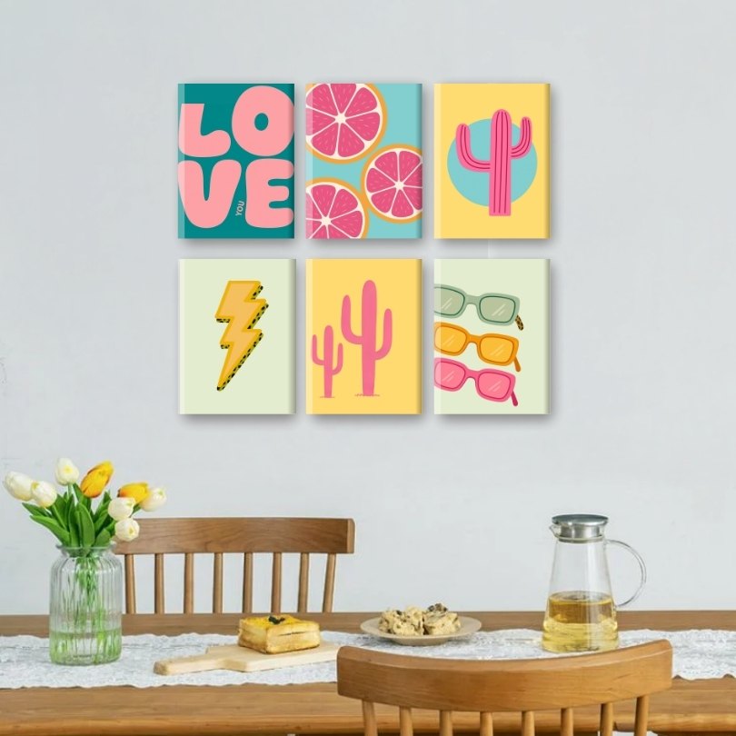 6 Mini Paintings - Love Retro Set