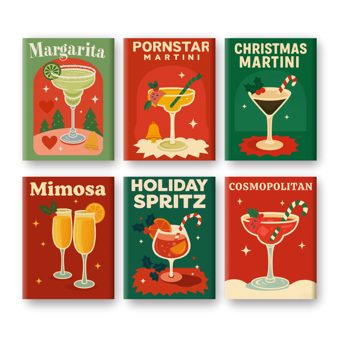 6 Mini Paintings - Merry Cocktail Set
