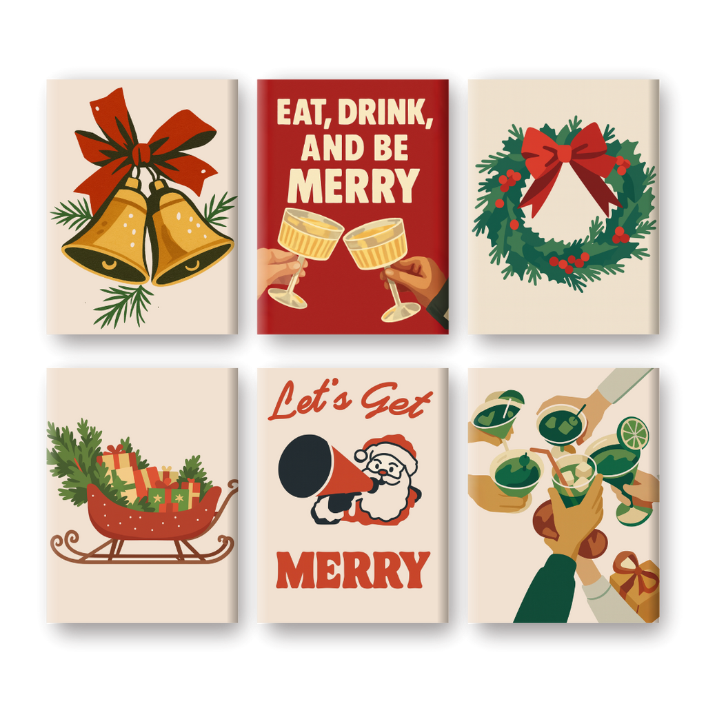 6 Mini Paintings - Merry Xmas Set