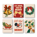 6 Mini Paintings - Merry Xmas Set