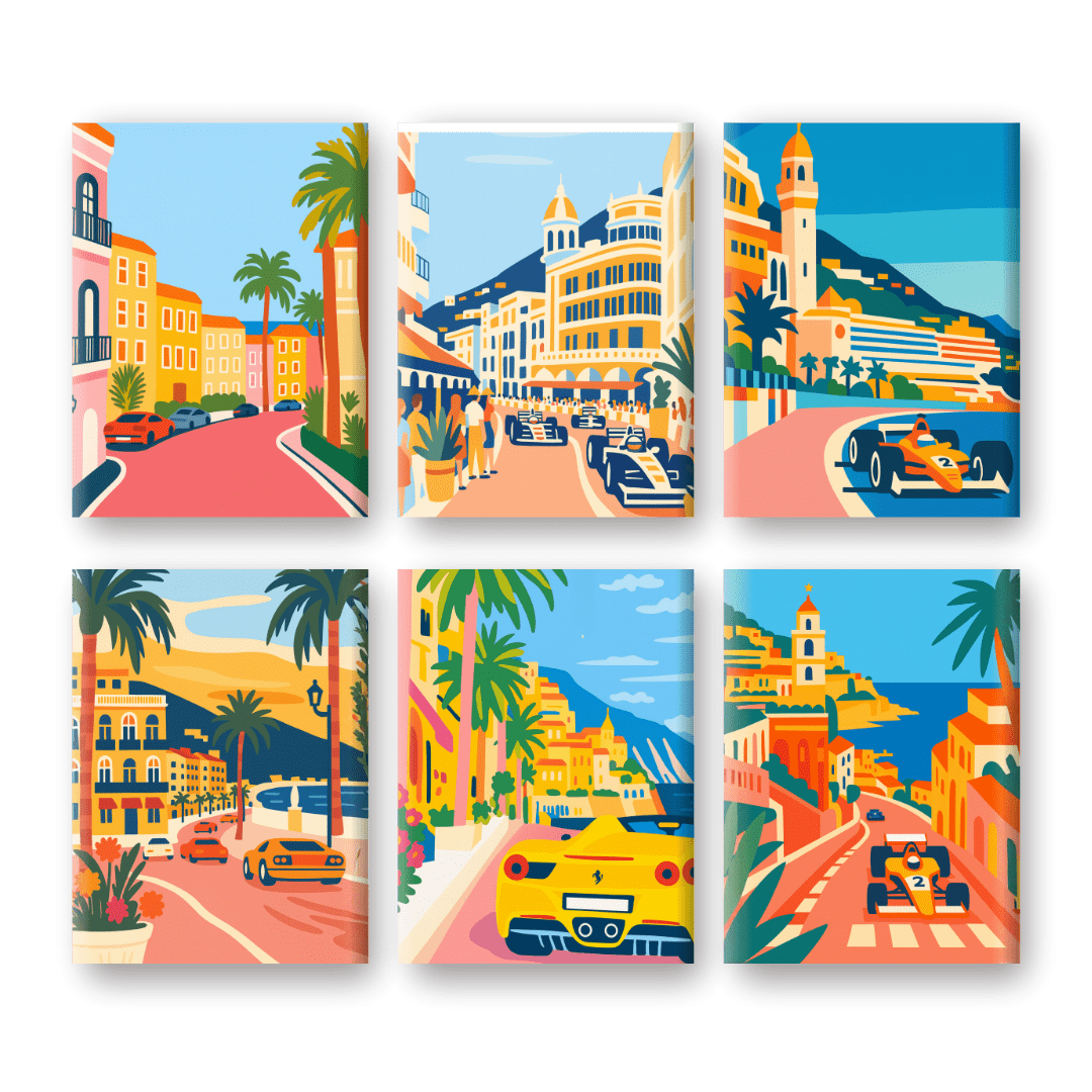 6 Mini Paintings - Monte Carlo Set
