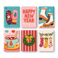 6 Mini Paintings - New Year & Christmas Set