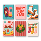 6 Mini Paintings - New Year & Christmas Set