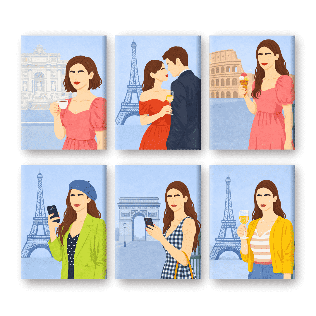 6 Mini Paintings - Paris Moments Set