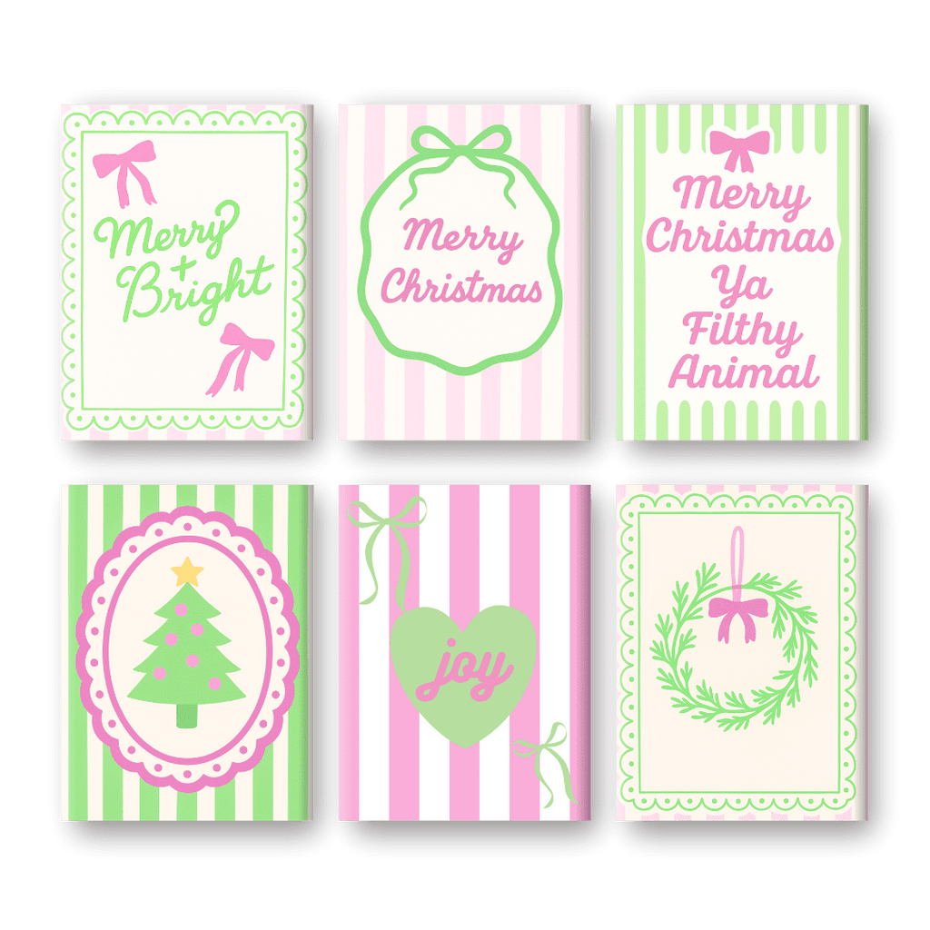 6 Mini Paintings | Pastel Christmas Stripes Set