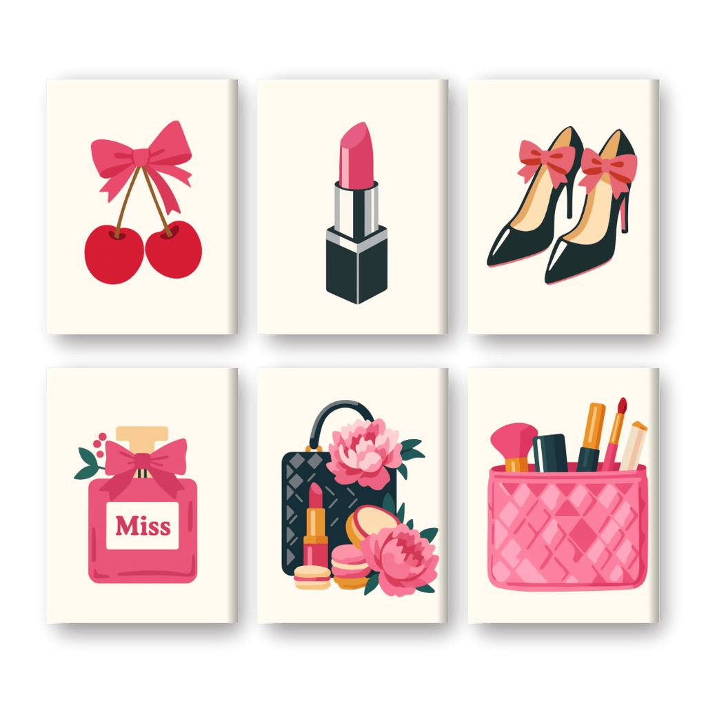 6 Mini Paintings - Pink Accessories Set